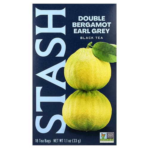 Stash Tea, Black Tea, Double Bergamot Earl Grey, 18 Tea Bags, 1.1 oz (33 g)