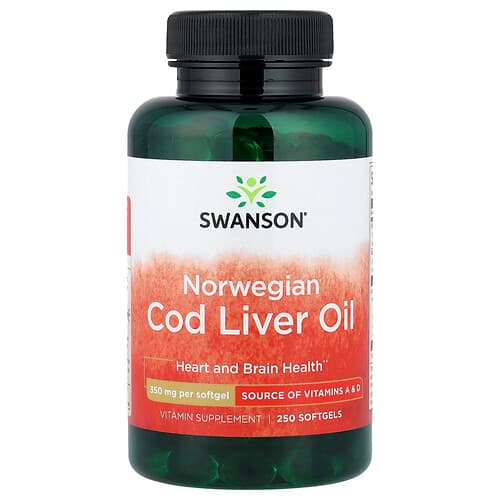Swanson Vitamins, Norwegian Cod Liver Oil, 350 mg, 250 Softgels