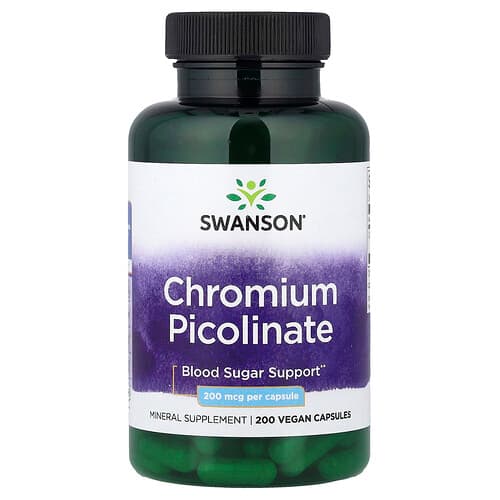 Swanson Vitamins, Chromium Picolinate, 200 mcg, 200 Vegan Capsules