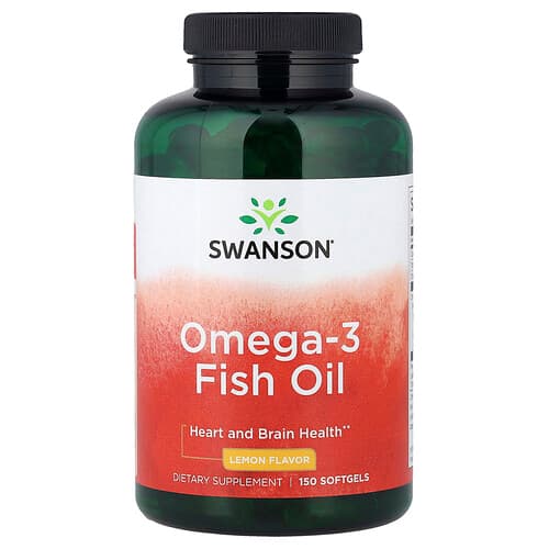 Swanson Vitamins, Omega-3 Fish Oil, Lemon, 150 Softgels