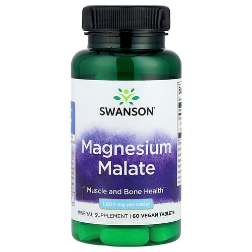 Swanson Vitamins, Magnesium Malate, 1,000 mg, 60 Vegan Tablets