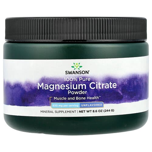Swanson Vitamins, 100% Pure Magnesium Citrate Powder, Unflavored, 8.6 oz (244 g)