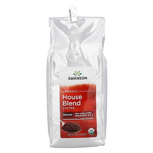 Swanson Vitamins, Organic House Blend Coffee, Ground, Medium Roast, 16 oz (454 g)