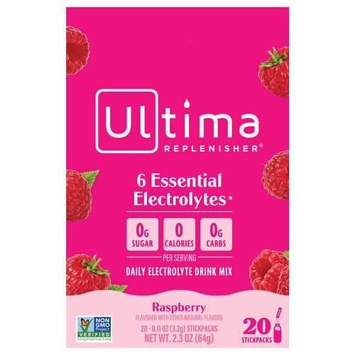 Ultima Replenisher, Electrolyte Mix, Raspberry, 20 Packets, 0.11 oz (3.2 g) Each