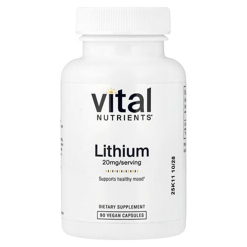 Vital Nutrients, Lithium , 20 mg , 90 Vegan Capsules