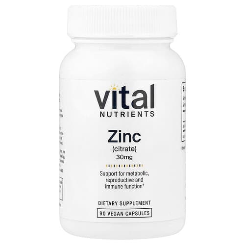 Vital Nutrients, Zinc (Citrate), 30 mg, 90 Vegan Capsules