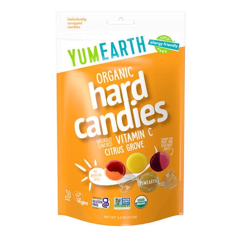 YumEarth, Organic Hard Candies, Vitamin C, Citrus Grove, 3.3 oz (93.6 g)